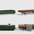 Bed end stool combination bench 3d model