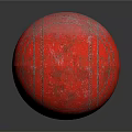 Red Textured Ball With White Stitching Lines On Dark Reflective Surface