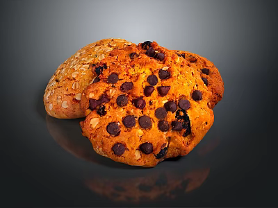 Delicious Homemade Chocolate Chip Cookies With Oatmeal And Freshly Baked Goodness 3d model