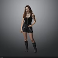 Fashionable Daily Life Clothing Including Black Vest Shorts Fishnet Stockings And Boots