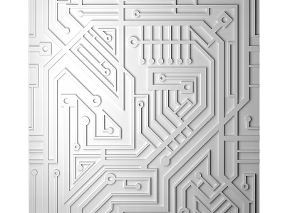 Modern Square Rug With Intricate Circuit Inspired Geometric Patterns On White Background 3d model