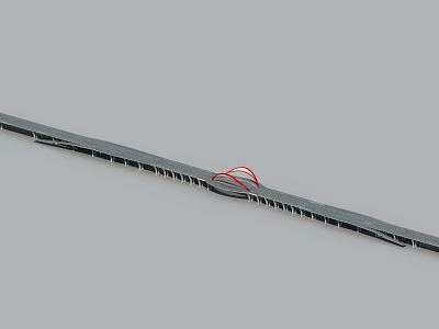 Slender Gray Bridge Structure with Red String Wrapped in Central Section 3d model