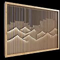 Wooden Background Wall With Vertical Slats And Mountain Wave Lighting Design