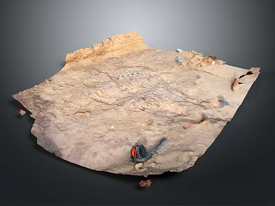 Garden Landscape Design With Natural Earthy Texture And Colorful Accent Details 3d model