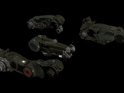Green Mechanical Parts Displayed From Multiple Angles With Detailed Design Features 3d model