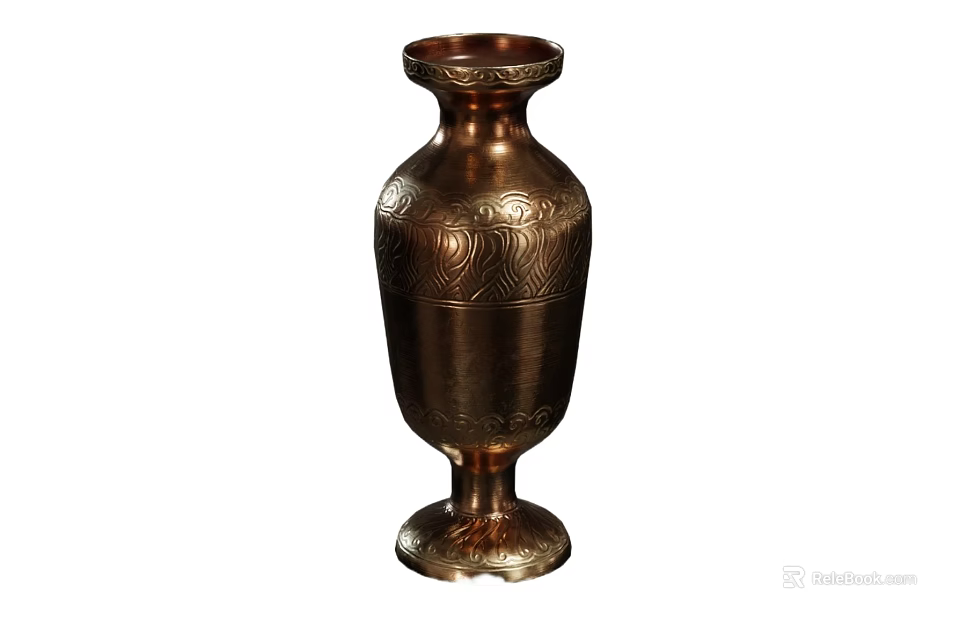 Elegant Copper Vase With Carved Patterns For Floral Arrangement Home Decor 3d model 