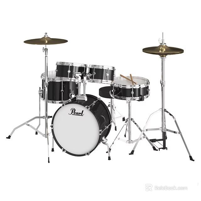 Pearl Professional Complete Drum Set With Multiple Drums Cymbals And Hardware Stand 3d model 