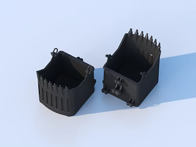 Two Sturdy Black Industrial Equipment Components With Structural Design For Machinery Use 3d model