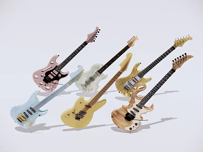 Colorful Various Electric Guitars With Multiple Colors And Stylish Designs Collection 3d model
