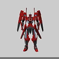 Futuristic Sci-Fi Red Armored Mech Robot With Giant Battle Exoskeleton Design