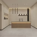 Modern Minimalist Hotel Lobby Corridor With Calligraphy Art Lighting Strips And Display Shelves