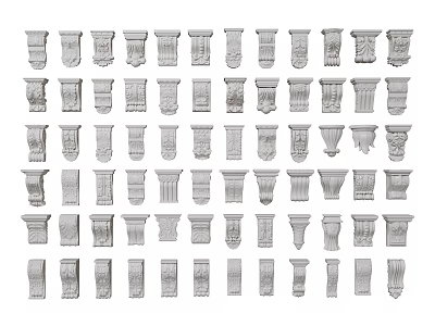 Various Architectural Capitals Showcasing Different Design Styles And Decorative Details 3d model