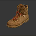 Durable Brown Leather Outdoor Boots With Red Laces And Metal Eyelets