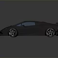 Sleek Black Sports Car With Red Accents Blue Windows Large Wheels And Rear Spoiler