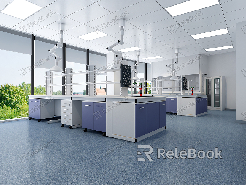 Modern Laboratory Physical and Chemical Room Blue model