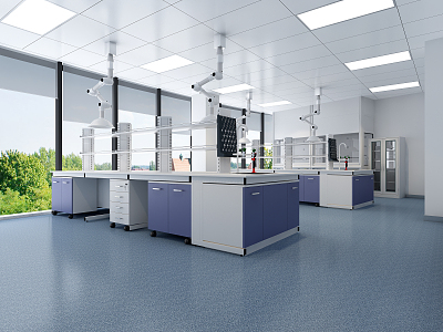 Modern Laboratory Physical and Chemical Room Blue model