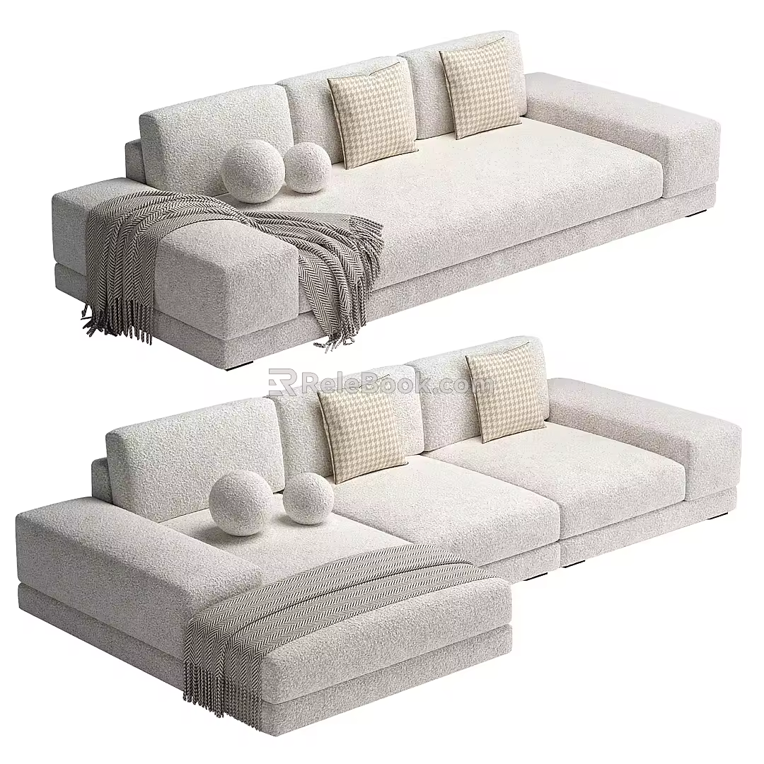 Modern Multiplayer Sofa Fabric Double Sofa Fabric Multiplayer Sofa Fabric Corner Sofa 3d model