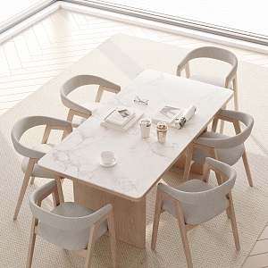 Modern Dining Table and Chair 3d model