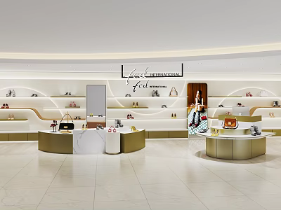 Louis Vuitton Boutique Elegant Modern Interior With Display Shelves Handbags And Shoes 3d model