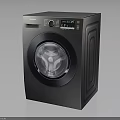 Modern Dark Colored Washing Machine With Transparent Door And Digital Control Panel 3d model