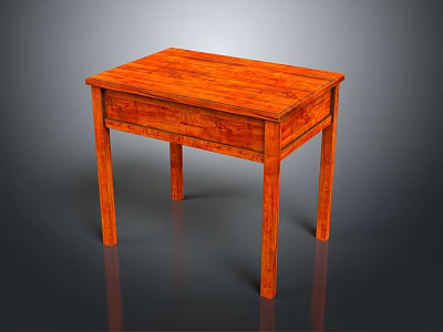 Wooden Table With Drawer And Wood Grain Surface Four Legs Simple Design For Home Furniture 3d model