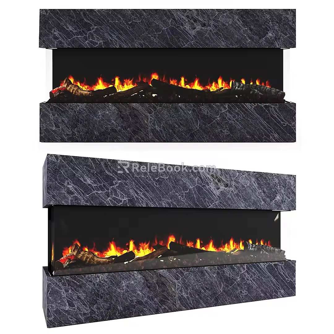 Nordic Minimalist Fireplace 3d model