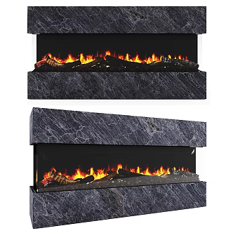 Nordic Minimalist Fireplace 3d model