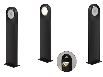 Inflatable Black Column Shaped Outdoor Lamp Featuring Round Illuminated Design For Garden 3d model