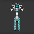 Elegant Blue Crystal Deer Ornament With Swirl Patterns And Shiny Antlers