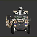 Military Tank With Camouflage Pattern Top Mounted Machine Gun Armored Body And Large Tires