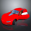 Red Sports Car With Open Gull Wing Doors And Brown Interior Design