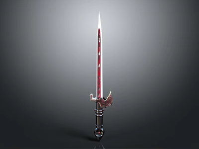 Fantasy Weapon Sword With Red White Blade And Ornate Hilt Design 3d model