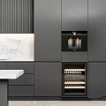 Modern Kitchen Interior With Gray Cabinets And Marble Island Countertop
