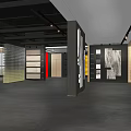 Modern Luxury Commercial Space Entrance With Marble Wall Gray Floor And Yellow Door Signage