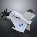 Realistic Navy Aerospace Aircraft Model Showcasing Space Exploration Design Features