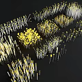 Bright Yellow And White Decorative String Lights In Dense Arrangement On Black Background
