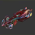 Futuristic Modern Race Car With Streamlined Body Iridescent Finish Large Wheels And Open Top