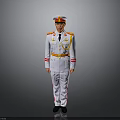 Person Wearing White Military Uniform With Red Gold Decorations Belt Epaulets And Cap