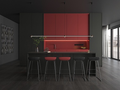 Modern Dining Bar Area 3d model