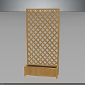 Bamboo Room Divider With Lattice Pattern And Bottom Storage Cabinet 3d model