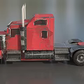 Red Semi Truck Featuring Dual Exhaust Pipes Shiny Cab And Black Tires