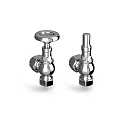 Two Shiny Chrome Water Taps With Polished Metal Finish And Durable Design