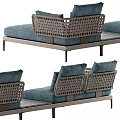 Modern Teal Sectional Sofa With Multiple Cushions Knitted Blanket And Metal Frame For Comfortable Seating