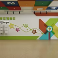 Educational Kindergarten With Colorful Walls Number Decorations Cartoon Patterns And Lockers