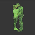 Man In Plaid Shirt And Jeans Facing Woman With Green Patterned Top On Gray Background