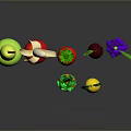 Colorful Assorted Fresh Fruits Including Pear Banana Strawberry Apple Pineapple And Grapes