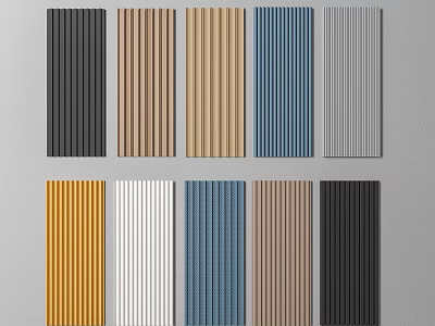 Interior Decorative Wall Panels With Vertical Stripes In Various Colors 3d model