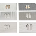 Square Rugs With Slippers In Various Textured Designs And Neutral Tones