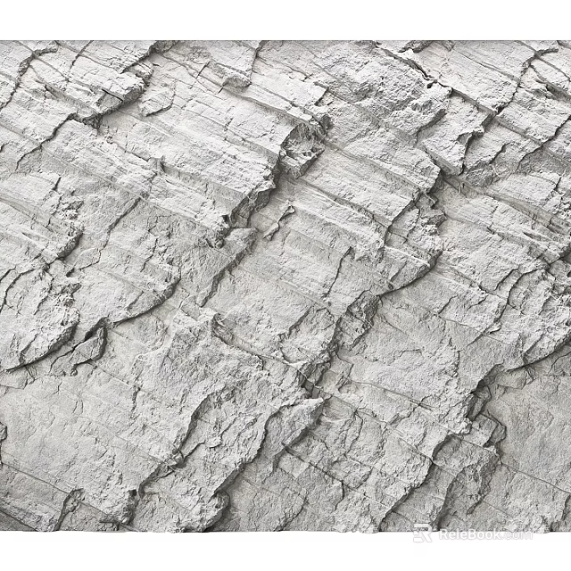 Rough Gray Textured Construction Component With Cracked Layered Surface Structure 3d model 