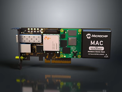 Microchip MAC Electronic Circuit Board With Integrated Components And Network Ports 3d model